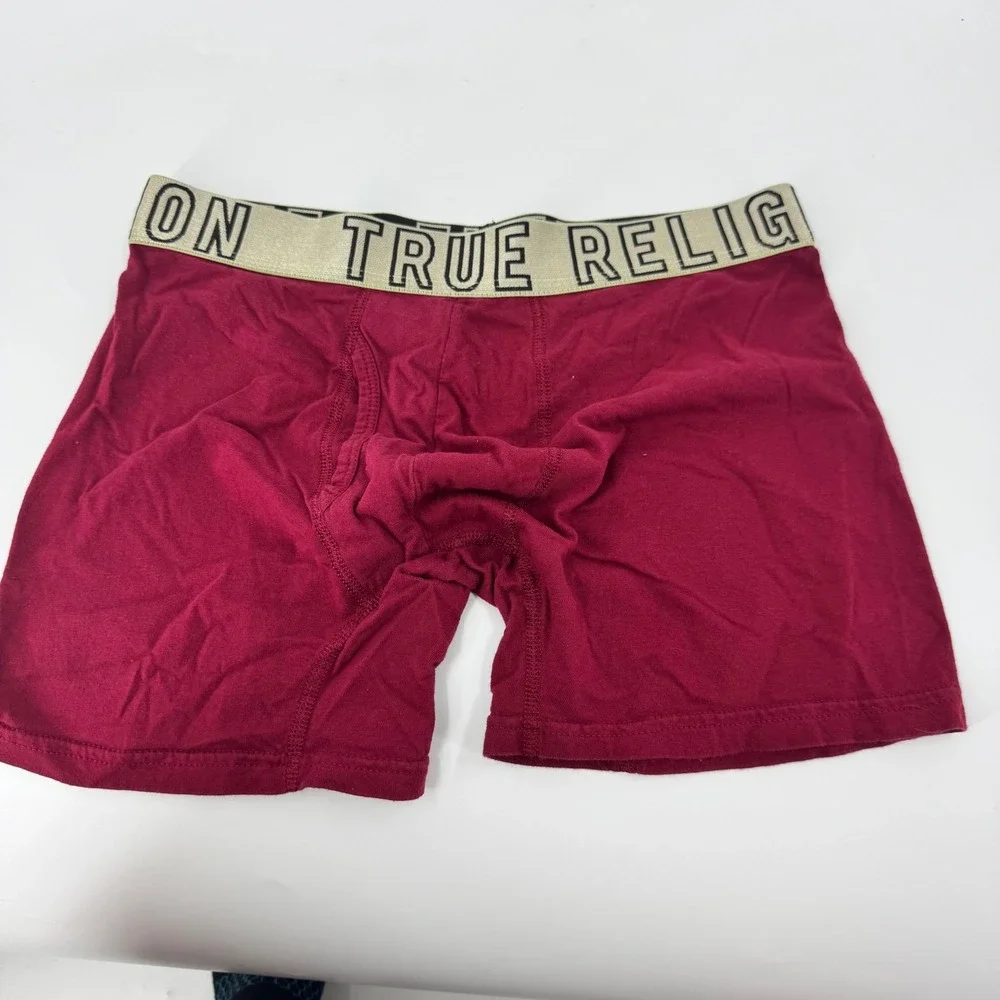 True Religion Men Boxer‎ Briefs Red Cotton Logo Waistband Size Medium